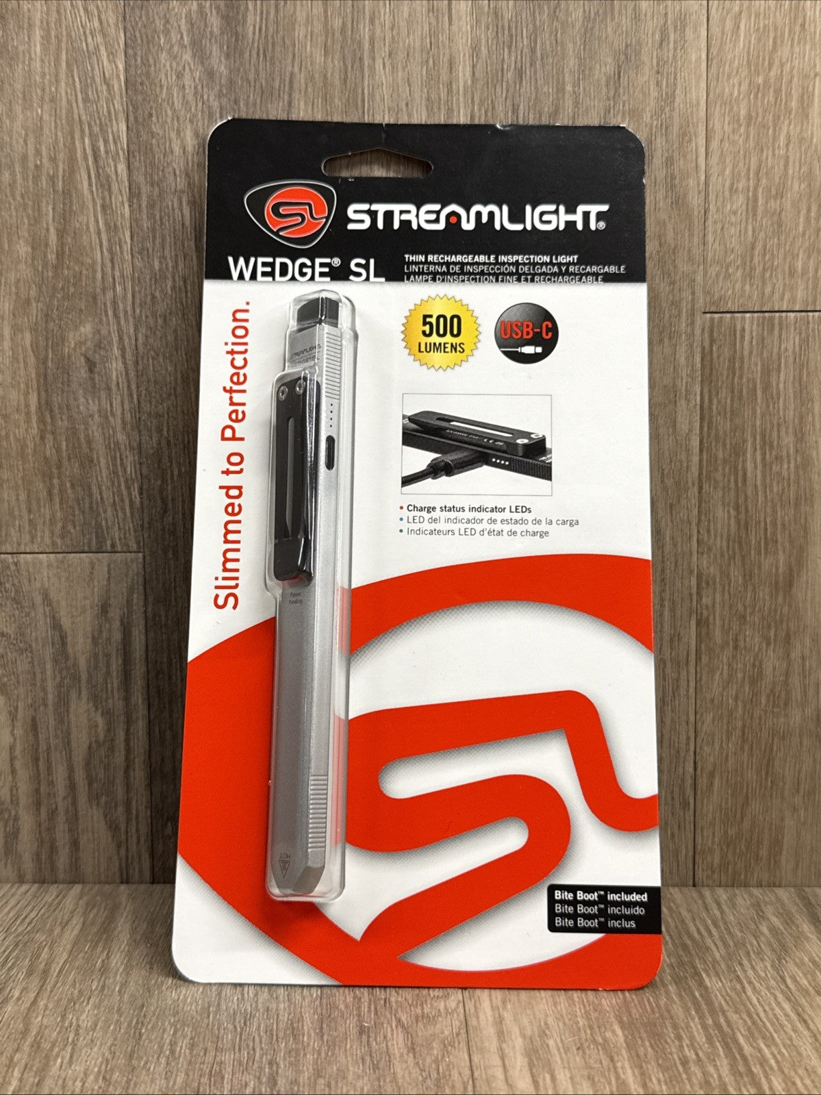 Rechargeable Inspection Flashlight - Slim Wedge SL Silver