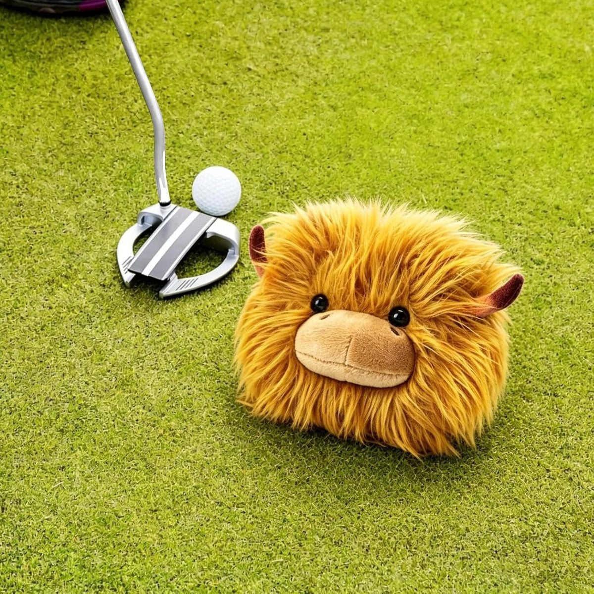 Golf Mallet Putter Head Cover Highland Cow Magnetic Closure Universal Fit