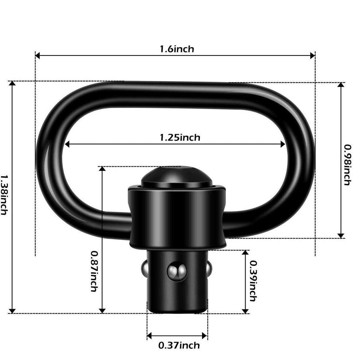 Heavy Duty 1.25-Inch Quick Detach Rifle Sling Swivel Mounts - 2 Pack