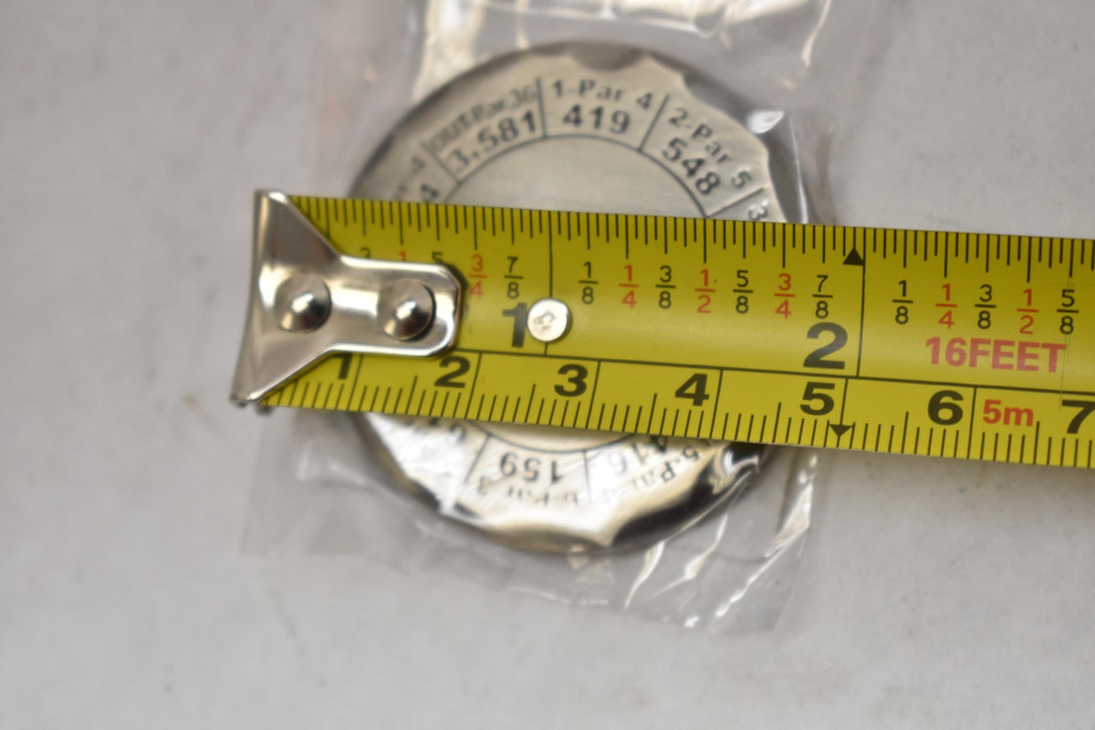 Golf Bag Tag with Course Yardage Guide Silver Metal Round Marker