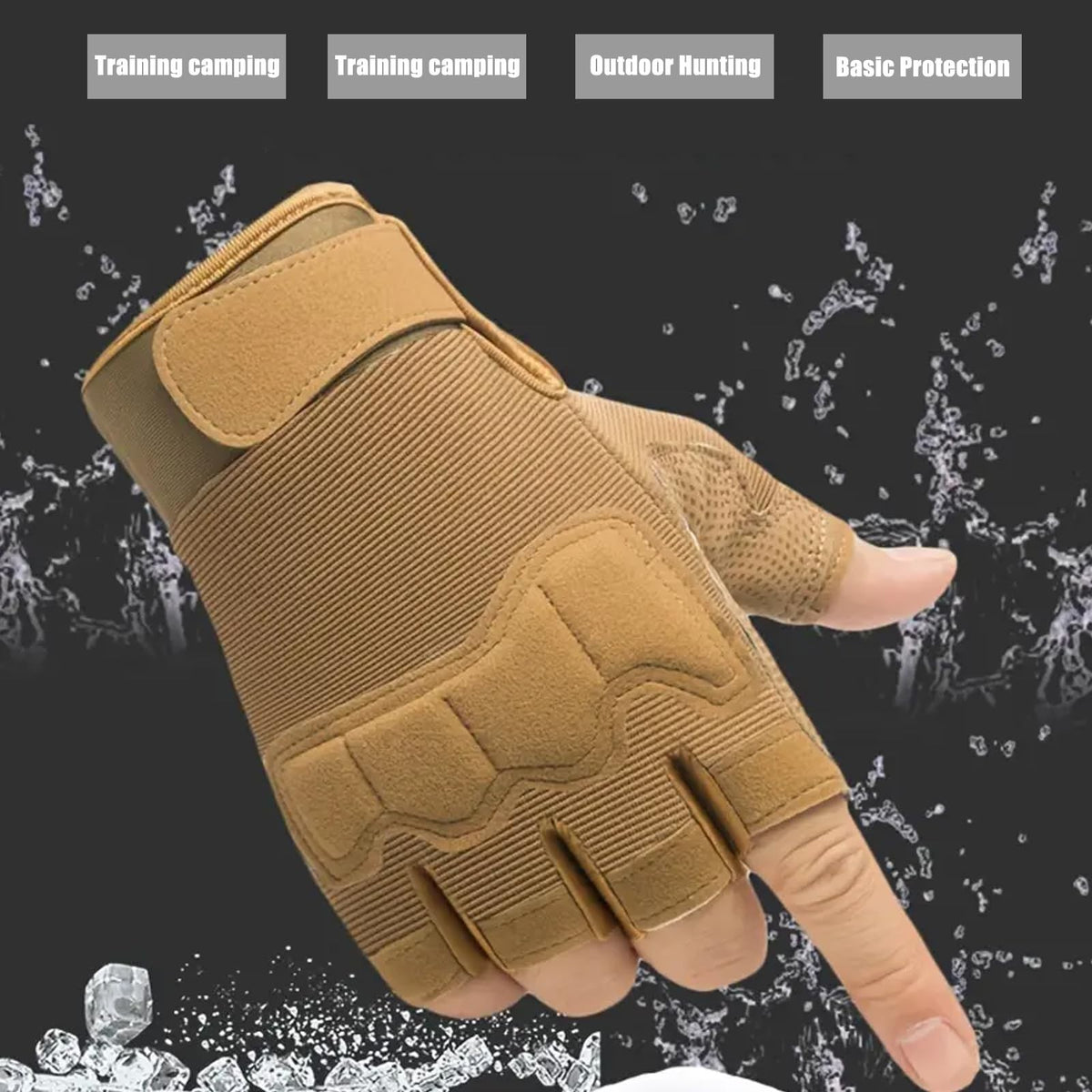 Tactical Half Finger Gloves with Anti-Slip Grip for Outdoor & Sports