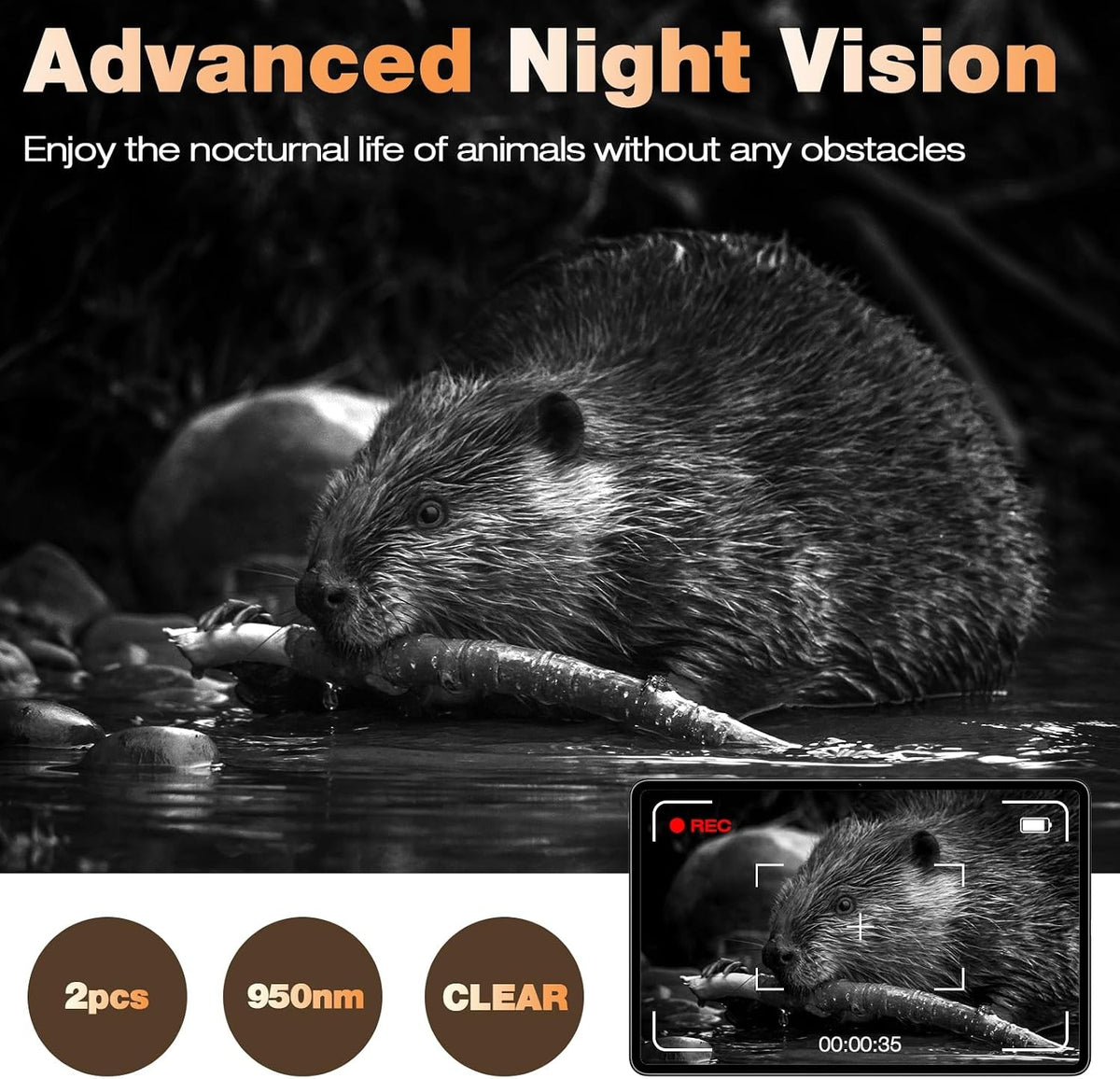 4K 48MP Wildlife Trail Camera with 120° Wide Angle No WiFi