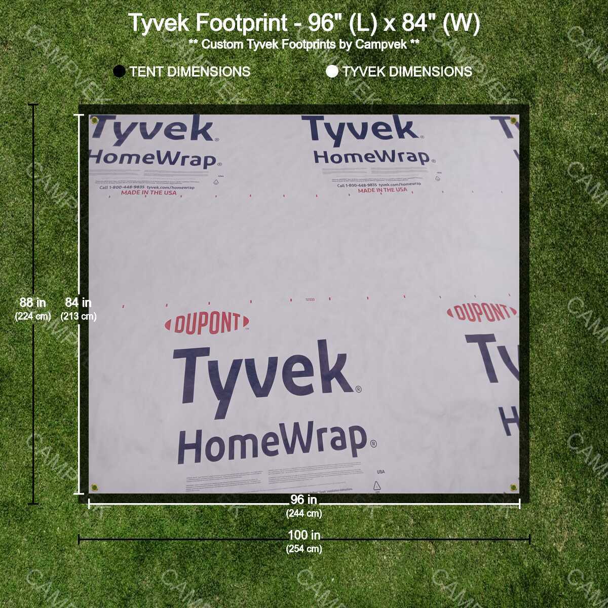 8' x 7' Tyvek Ground Cloth Tent Footprint with Reinforced Grommets