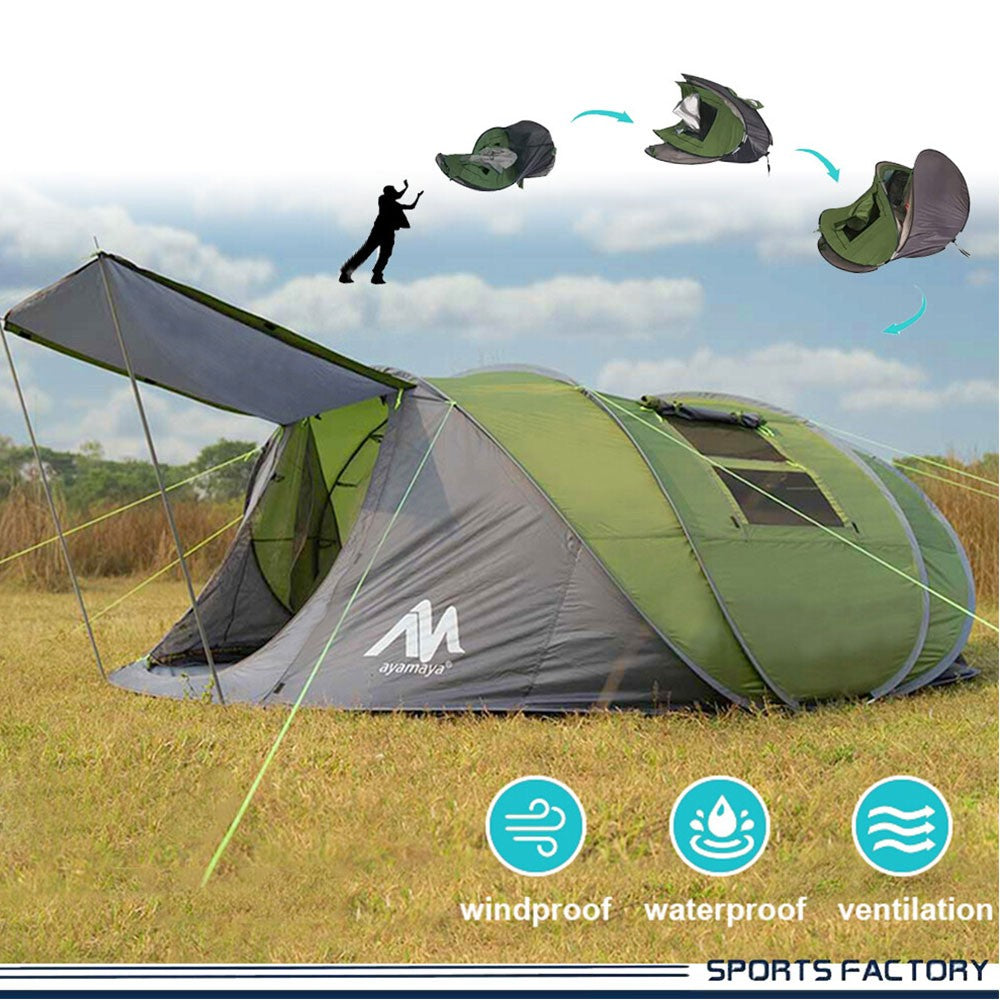 5-6 Person Waterproof Pop Up Camping Tent with Vestibule & Mesh Windows