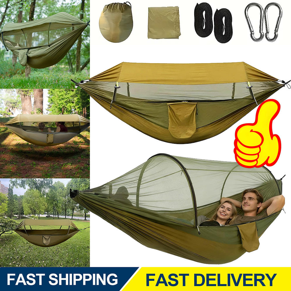 Portable Camping Hammock Tent with Mosquito Net & Rain Fly for 1-2 People