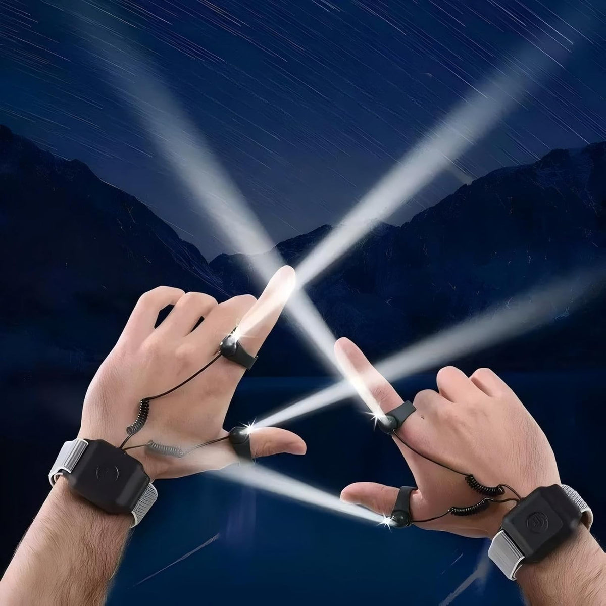 Rechargeable LED Lighted Gloves for Men Hands-Free Fingertip Flashlights