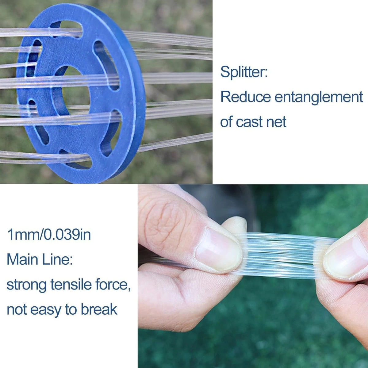8 Ft Cast Net for Fishing with Sinker Nylon Monofilament - Easy Throw Bait Net