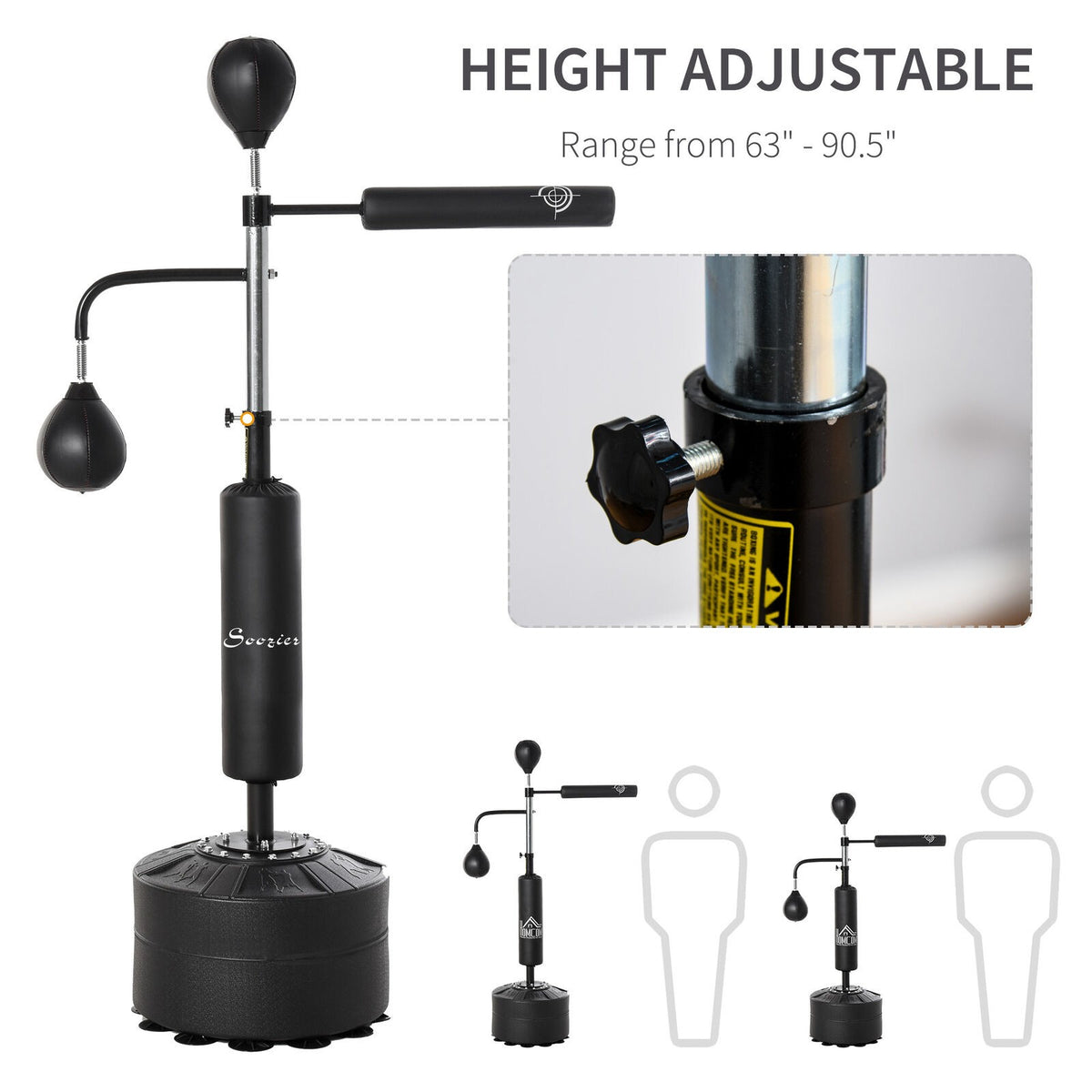 Adjustable Freestanding Boxing Punching Bag Set with Speed Balls and Reflex Bar