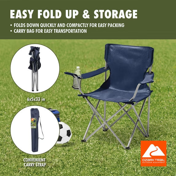 Folding Camp Chair with Cup Holder - Durable Outdoor Seating for Camping