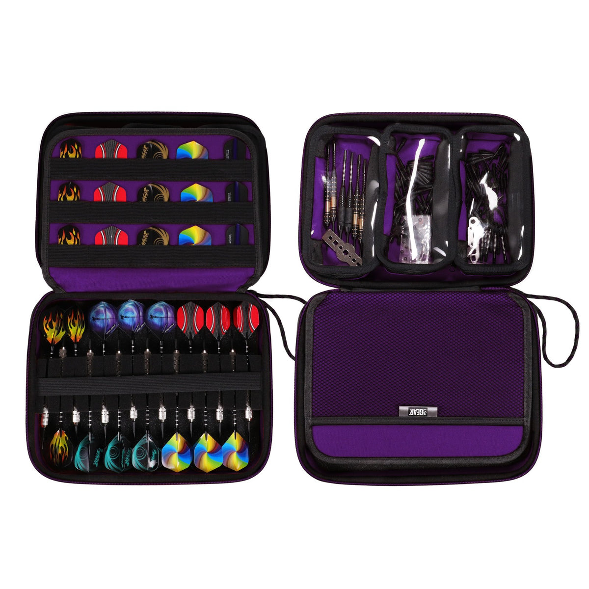XL Hard Shell Dart Case - Holds 15 Darts & Accessories (Purple) for Steel & Soft Tip