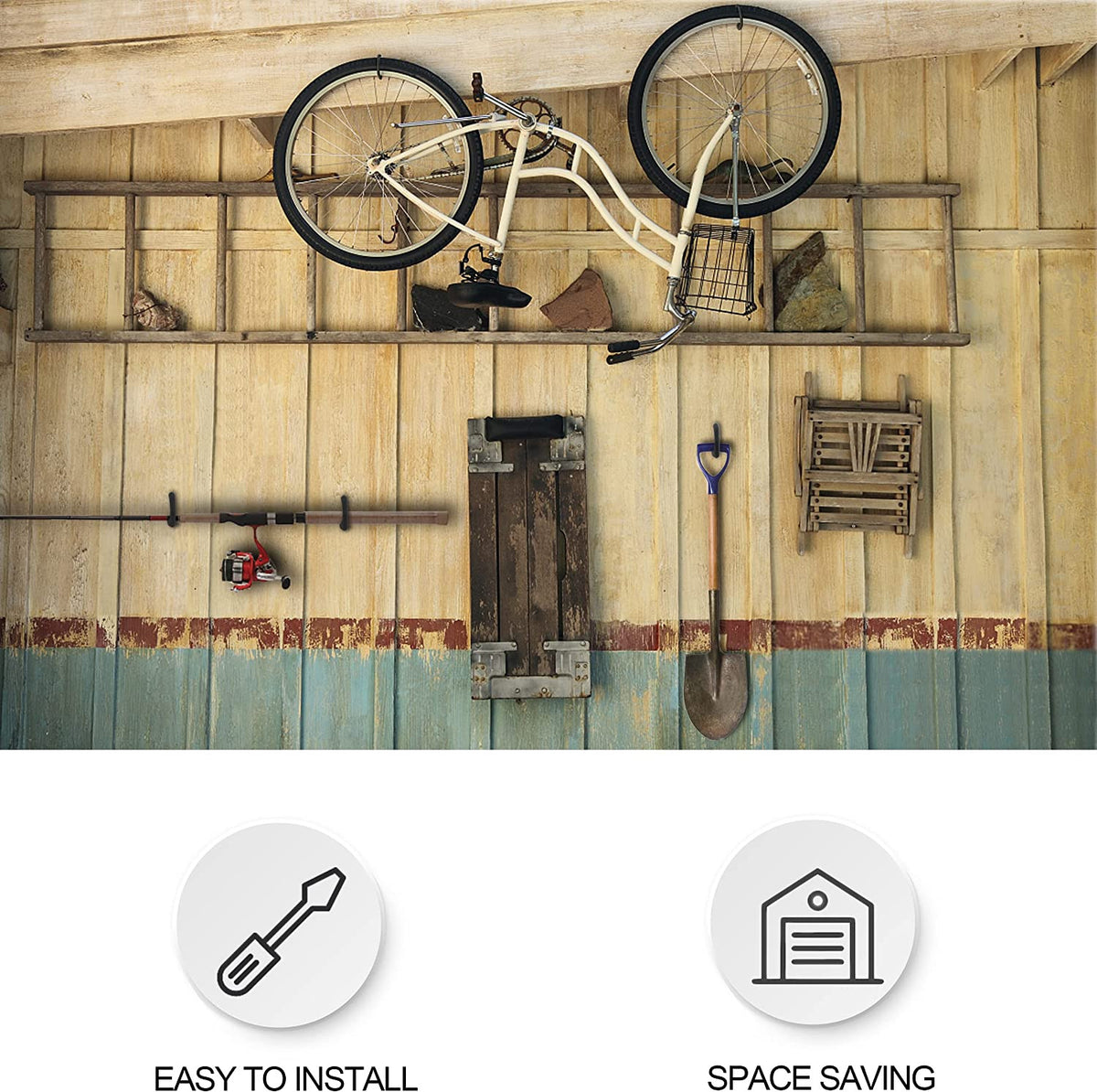 Heavy Duty Wall Mount Bicycle Hooks - Garage & Ceiling Bike Storage