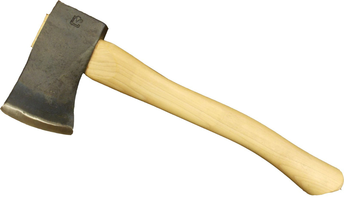 14-Inch Curved Wooden Handle Axe - US Made Camping Hatchet, 1.7 lbs