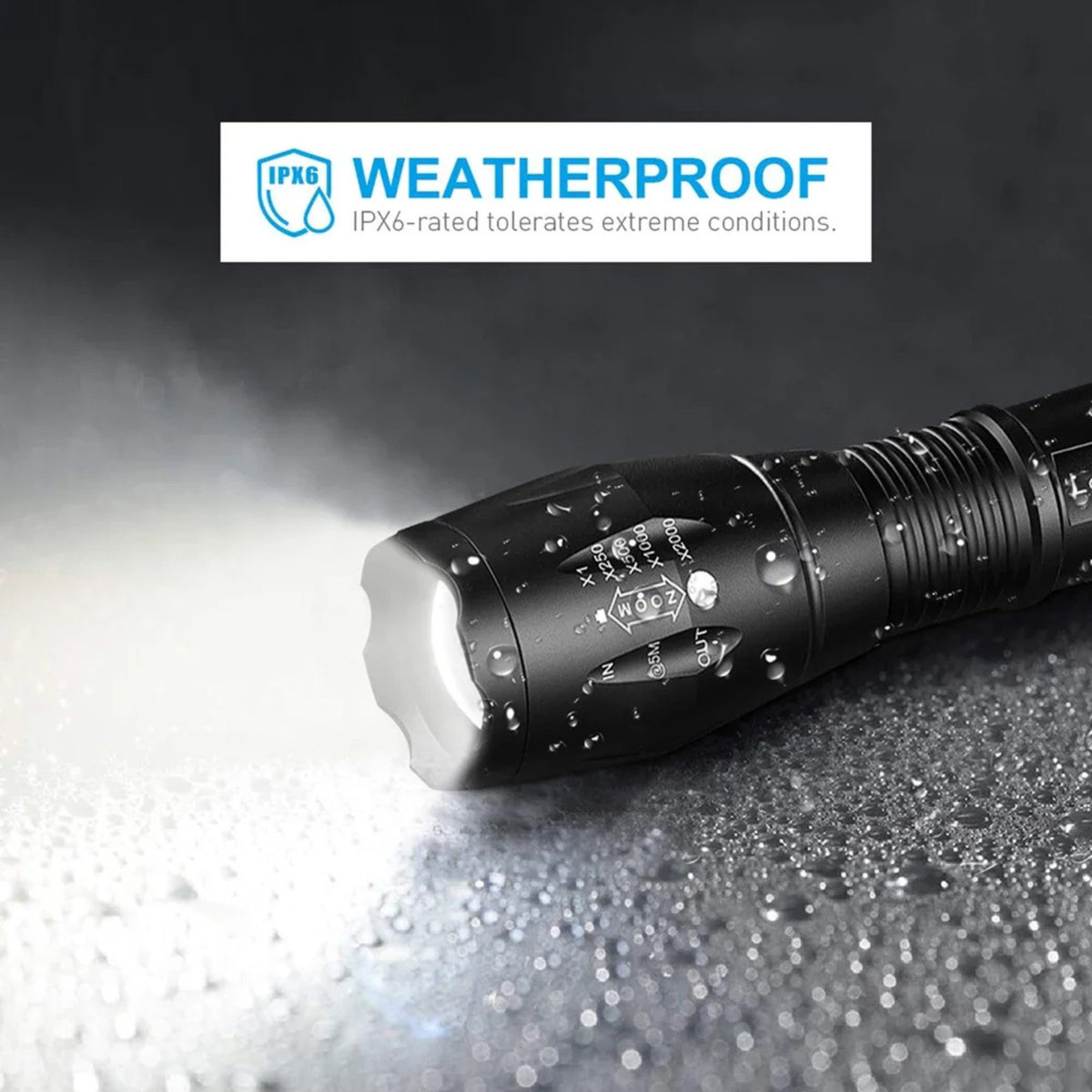 Super Bright Tactical LED Flashlight - Zoomable 5-Mode Handheld Torch for Camping Emergency