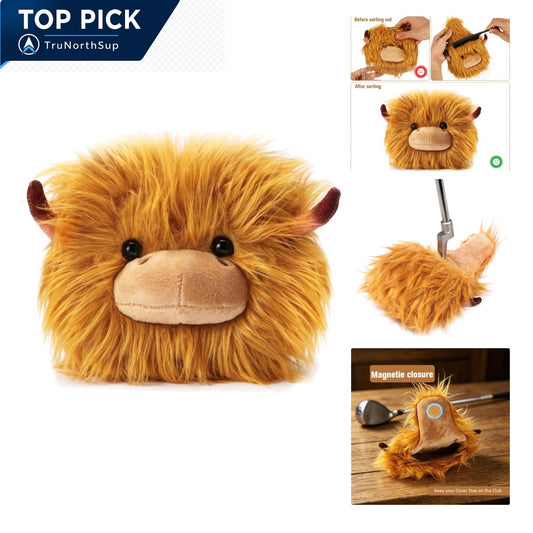 Golf Mallet Putter Head Cover Highland Cow Magnetic Closure Universal Fit