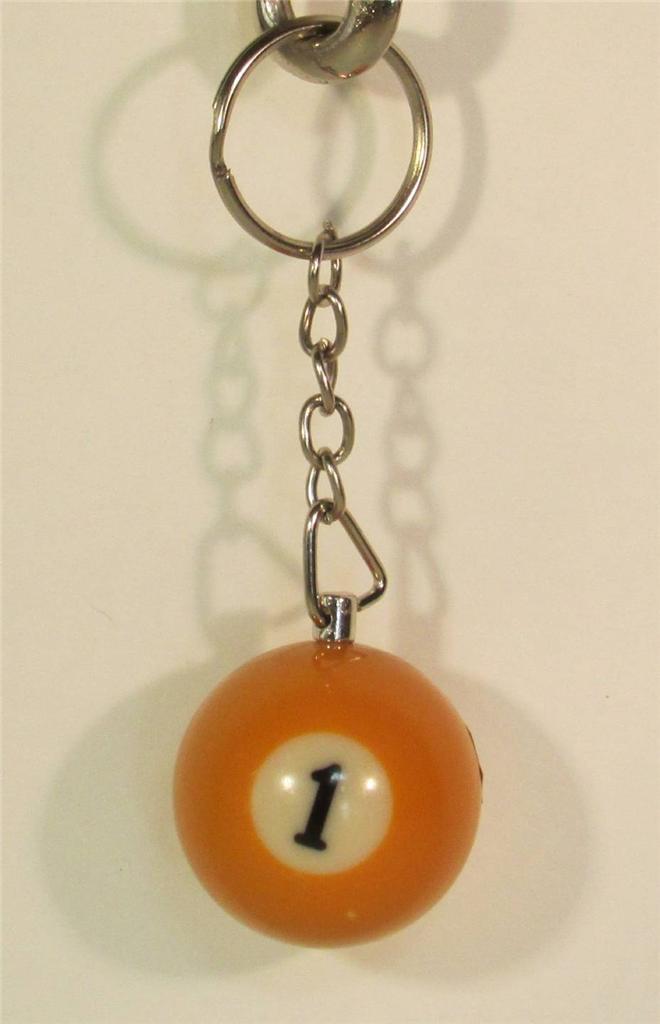 1 Inch Pool Ball Keychain - Mini Billiard Ball with Key Ring