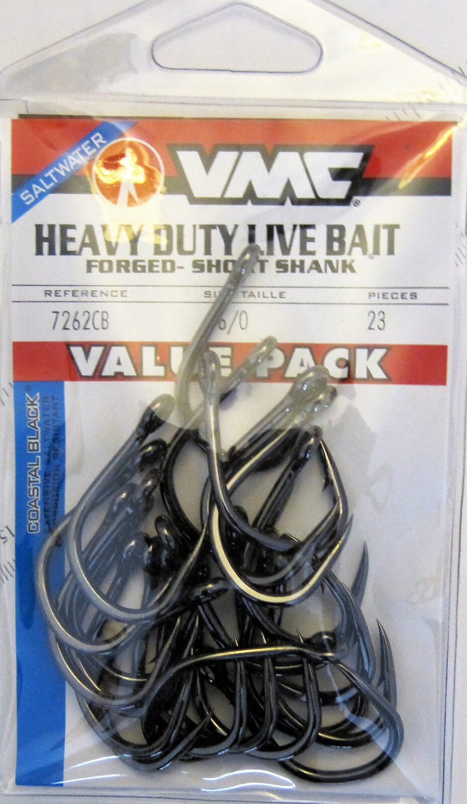 Heavy Duty Live Bait Fish Hooks - Multiple Sizes, Black, 2 Pack