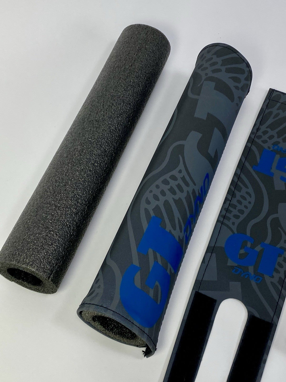 BMX Pad Set for GT DYNO 1989 Re-issue - Reflective Frame, Handlebar & Stem Pads, Black & Blue