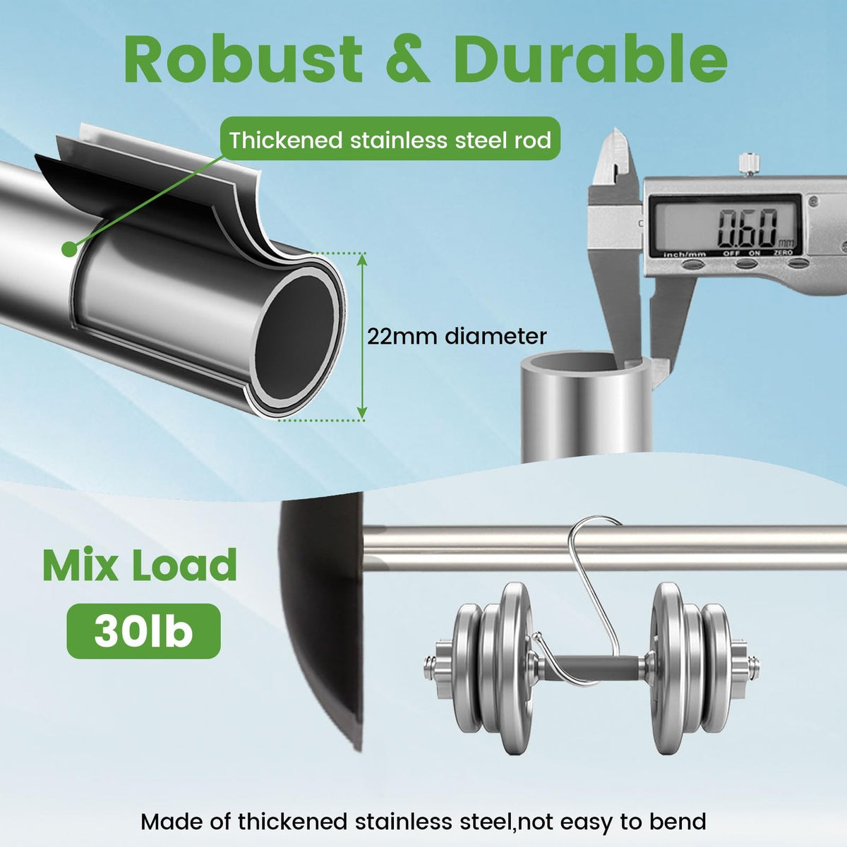 Adjustable Stainless Steel Golf Travel Bag Support Pole 33-60 Inches