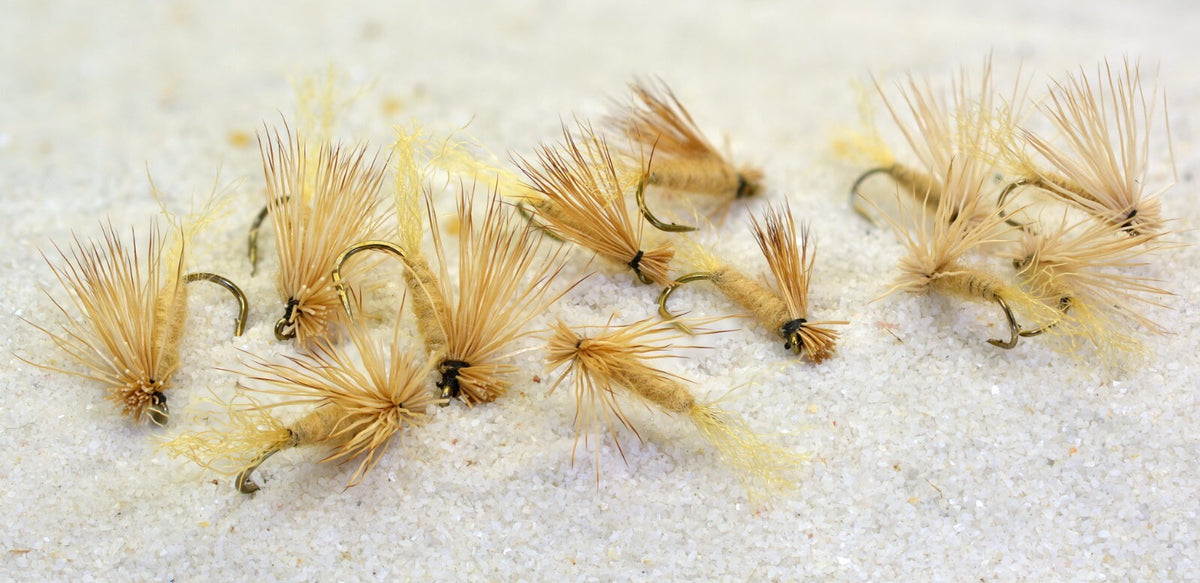 12 Flies -X Caddis Dry Fly - Tied Mustad Signature Fly Fishing Hooks - Assorted Sizes