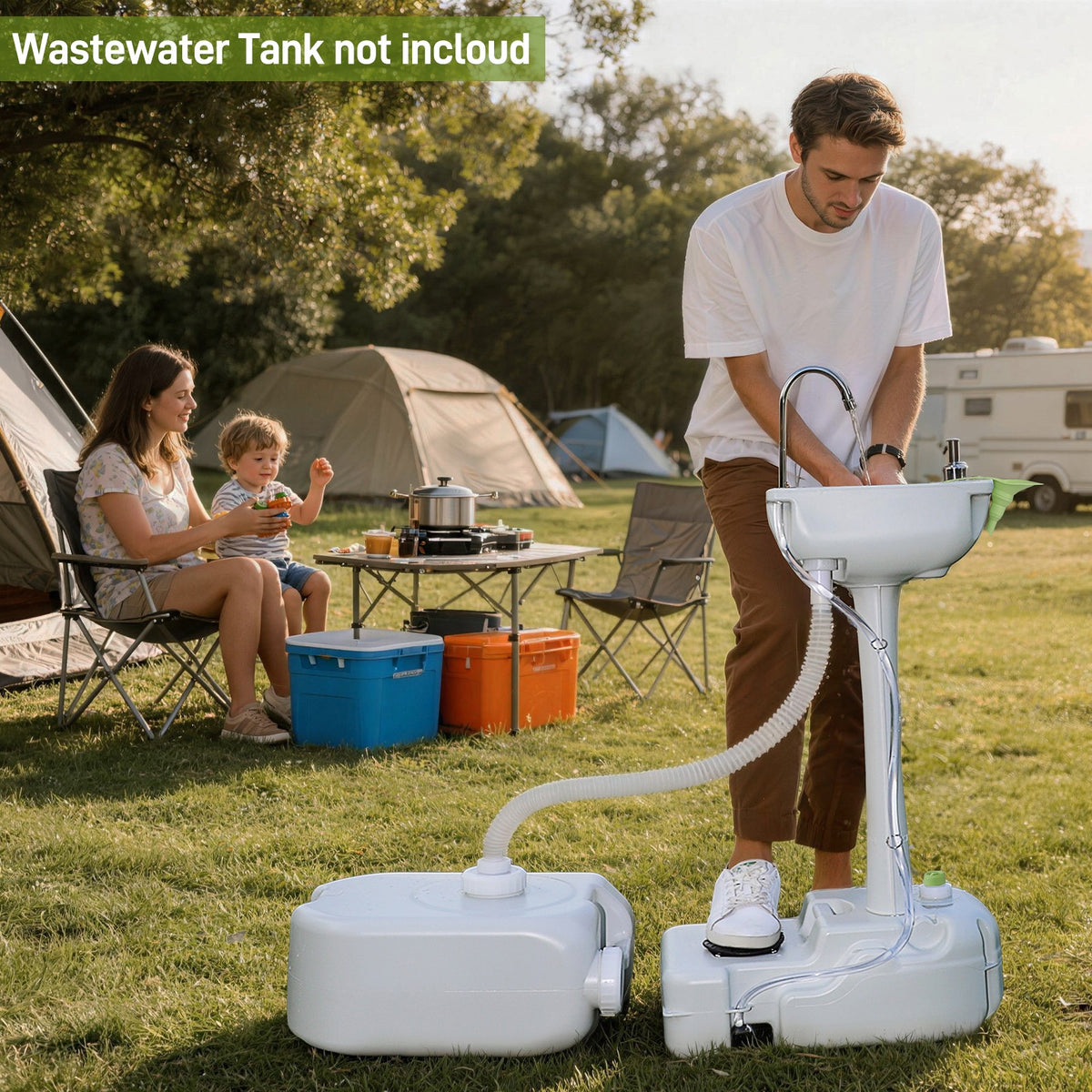 Portable Camping Sink with Water Tank and Foot Pump for Outdoor Use