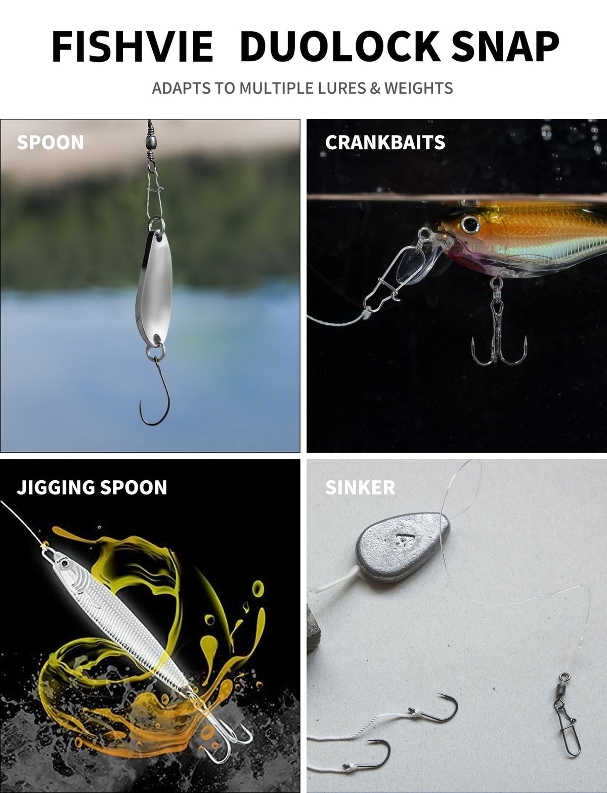 Fishing Snaps Clips Set - Quick Locking Saltwater DuoLock for Lures & Rigs