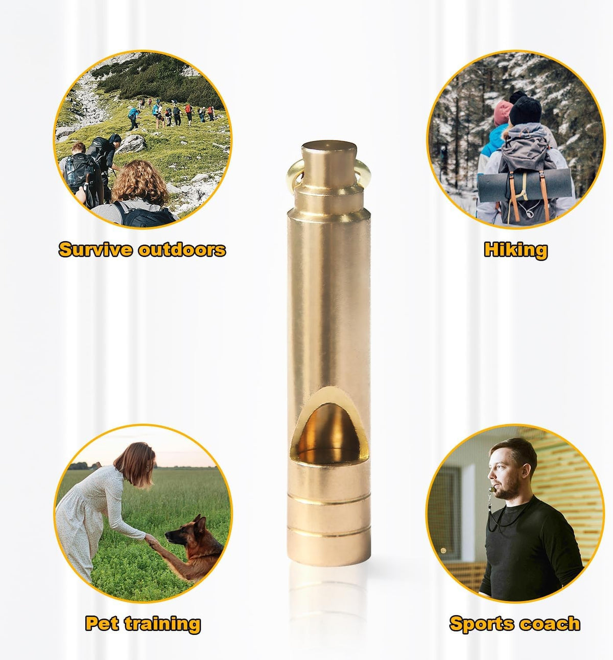 Loud Emergency Brass Whistle 125 dB Survival Keychain for Outdoor & Safety