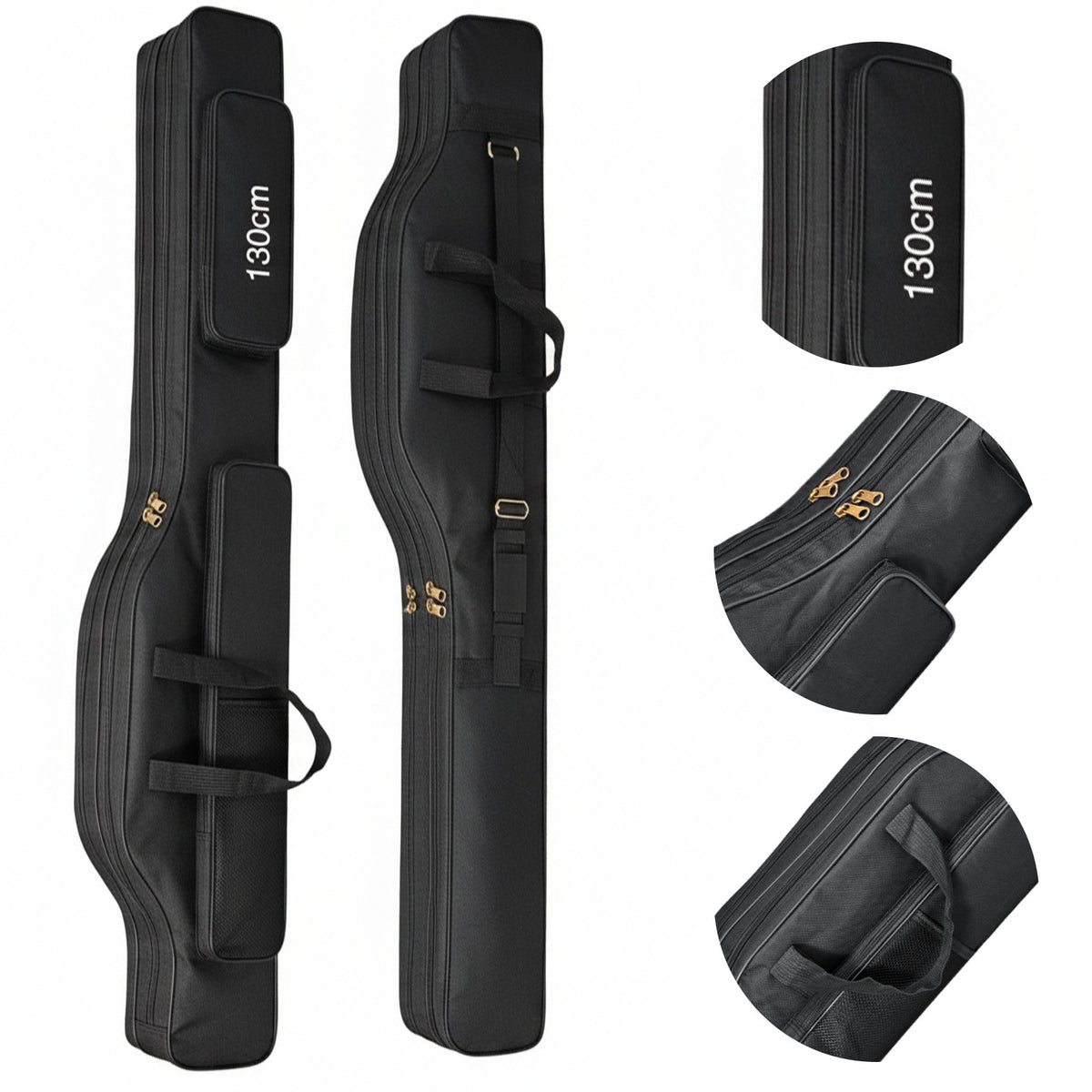 Waterproof 130cm Fishing Rod Case with Multiple Compartments & Shoulder Strap