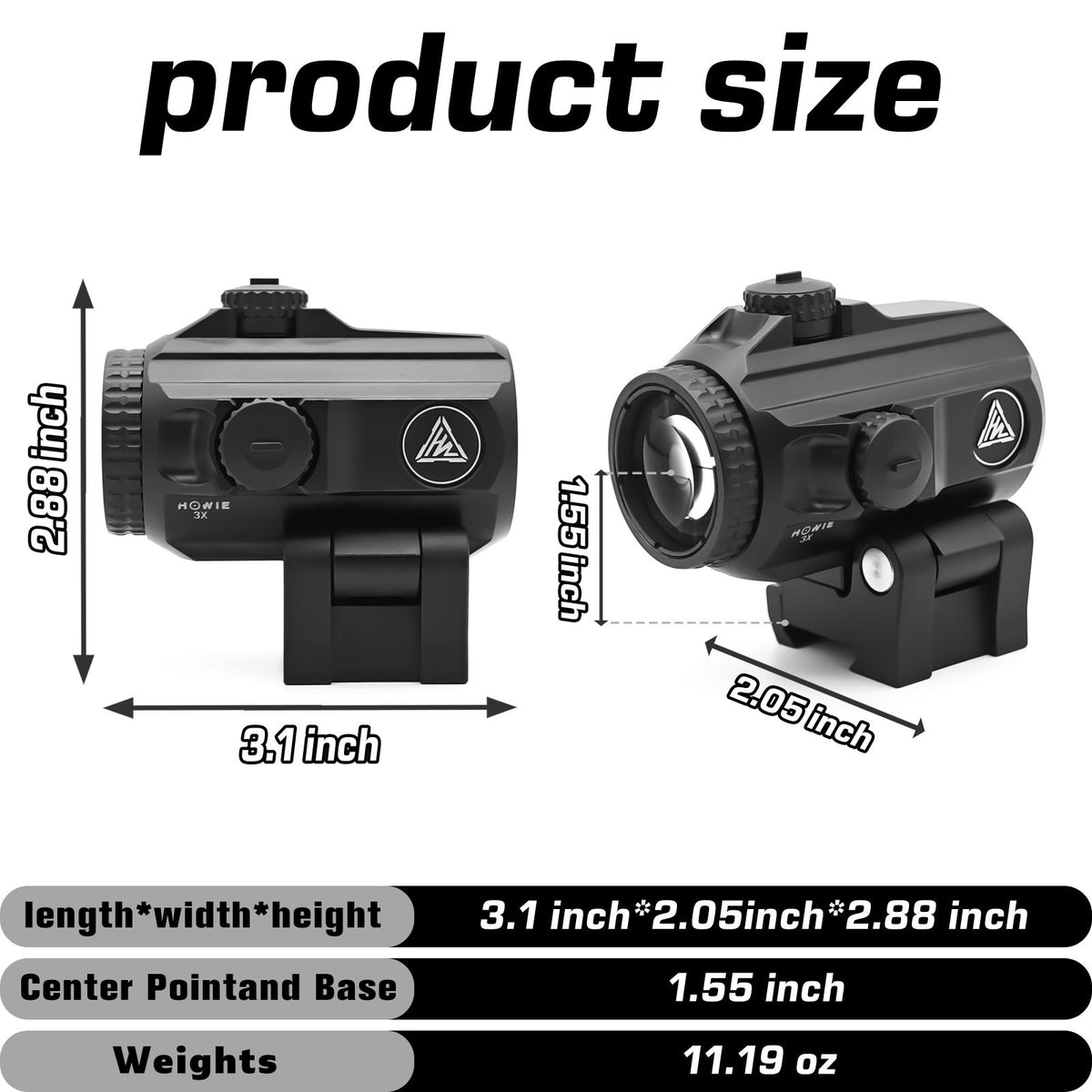 3X Tactical Magnifier Sight for Red Dot Optics Flip-to-Side Mount
