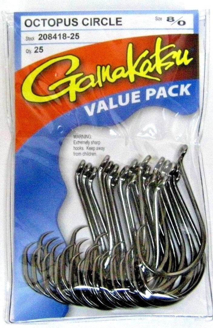 Gamakatsu Offset Circle Fishing Hooks Value Pack All Sizes 8/0-8