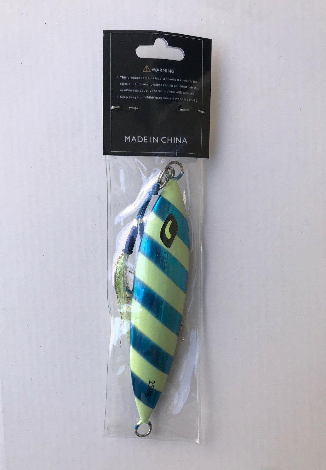 250g Lead Flat Slow Fall Fishing Jig Lure with Glow Assist Hooks - Saltwater Tackle