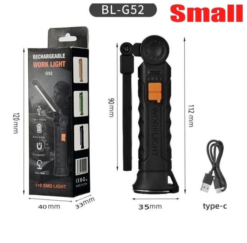 USB Rechargeable COB LED Work Light with Magnetic Base and Multiple Modes