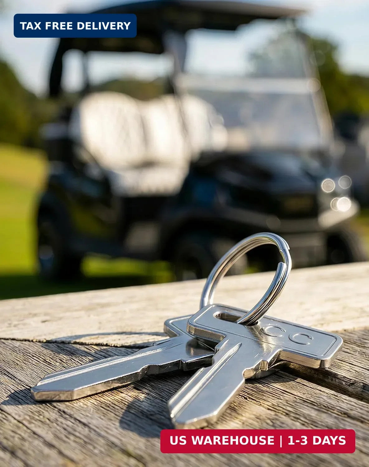 Golf Cart Ignition Keys Set with Keychain - Compatible with Club Car DS & Precedent