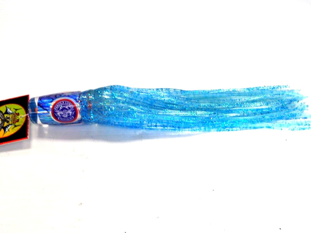 Medium Sprocket Trolling Lure - Glow in the Dark Blue Crystal for Big Game Fish