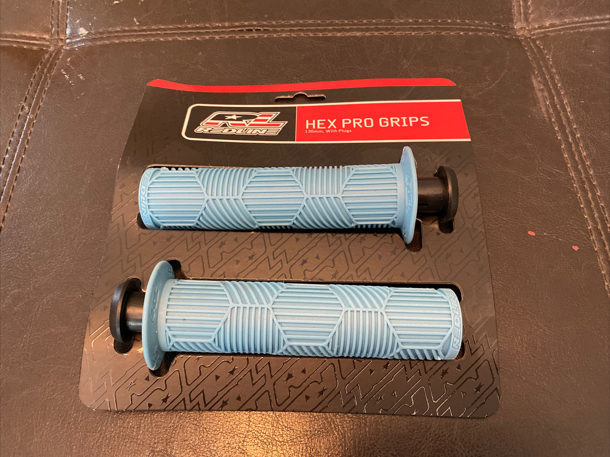 BMX Handlebar Grips with Plugs - Light Blue 130mm