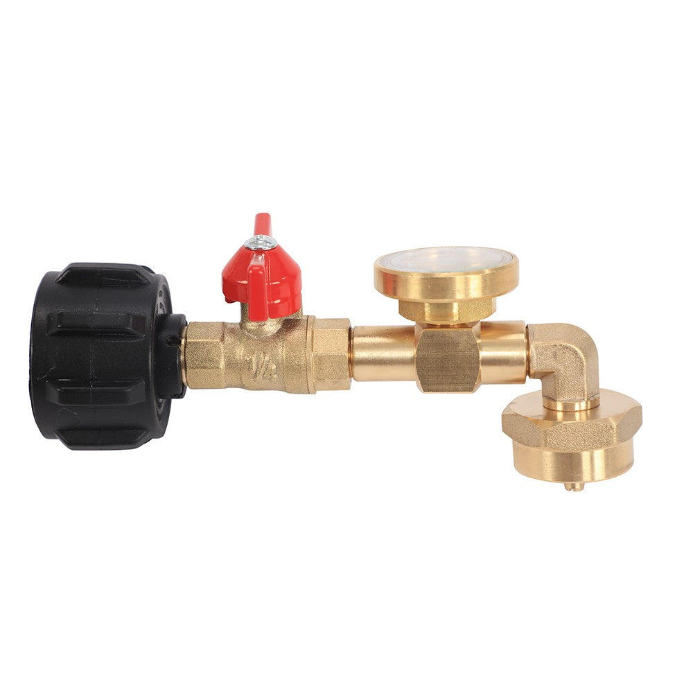 Propane Refill Adapter with Gauge and Control Valve for 1lb to 20lb Tanks