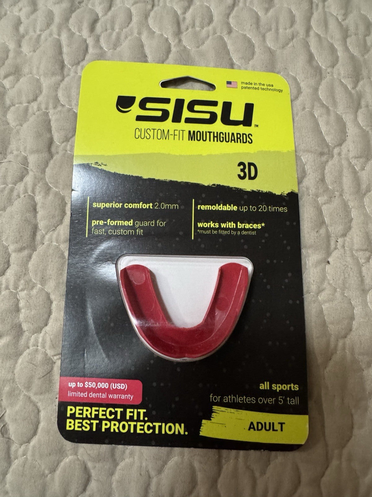 Adult Custom-Fit Sports Mouthguard - Thin 2.0mm, Intense Red, Re-moldable