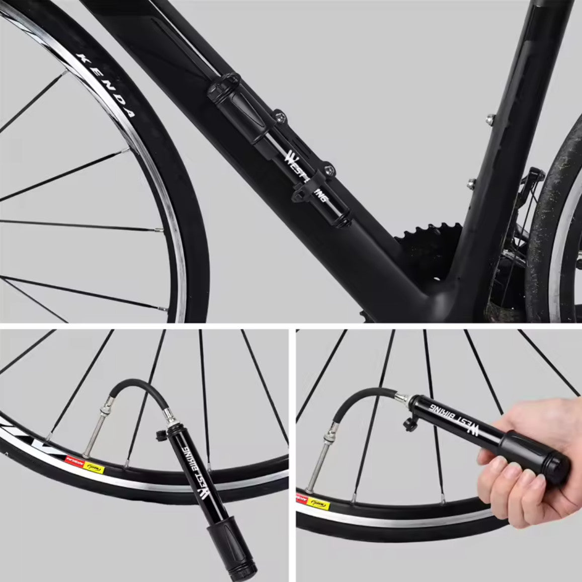 Mini Bike Pump Aluminum Alloy Portable Bicycle Hand Air Pump 100Psi