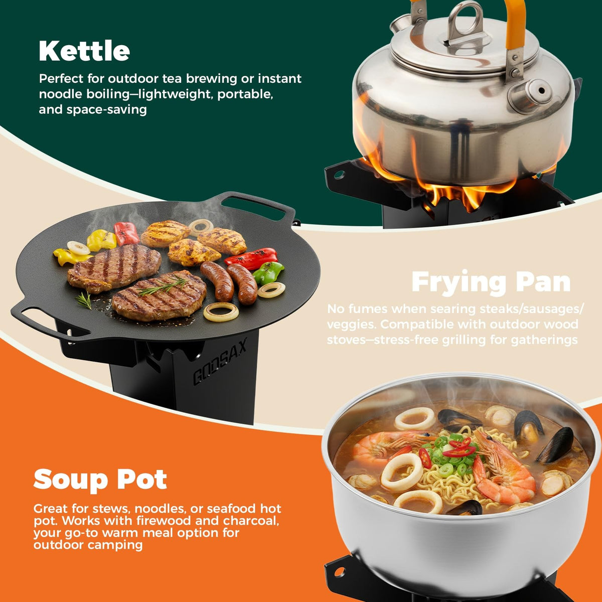 Portable Wood Burning Rocket Stove with Storage Bag for Camping Outdoor Cooking