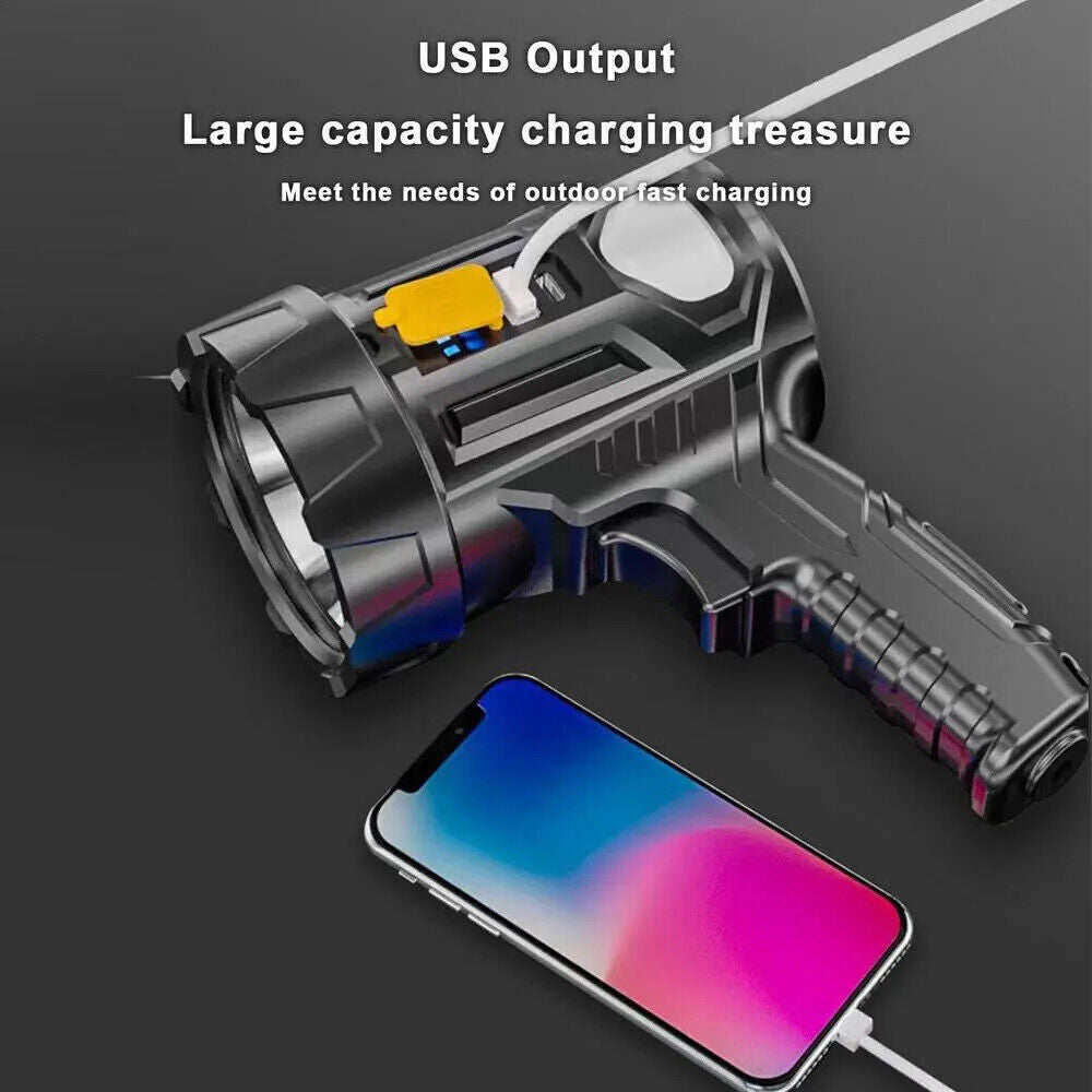 9000000LM Solar & USB Rechargeable LED Spotlight Flashlight