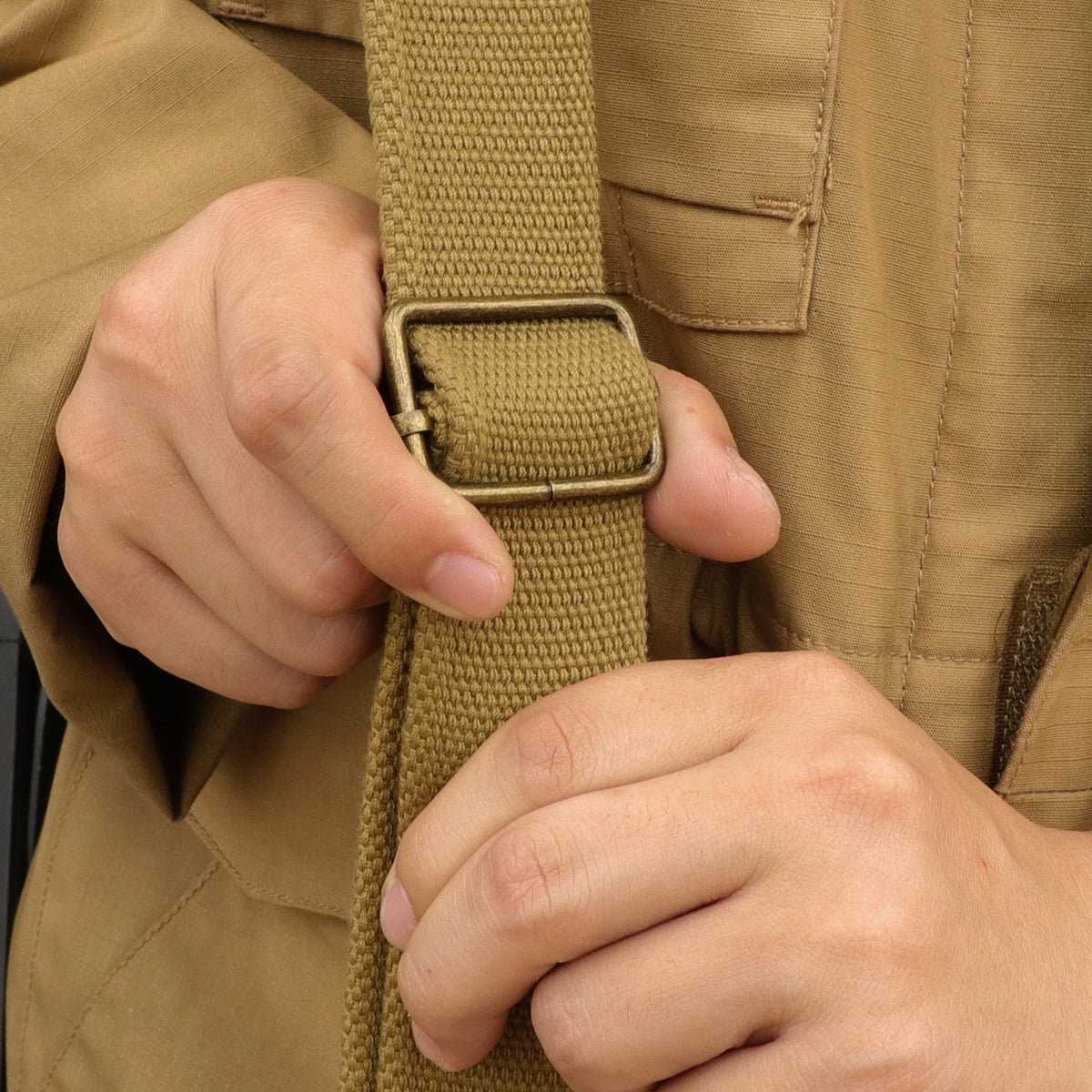Adjustable Hunting Rifle Sling Webbing Strap with Leather Ends - Universal Fit