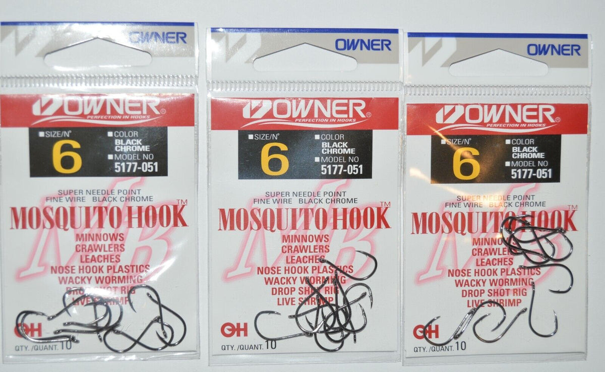 3 Pack Fishing Drop Shot Wacky Minnow Mosquito Nose Hooks Size 6