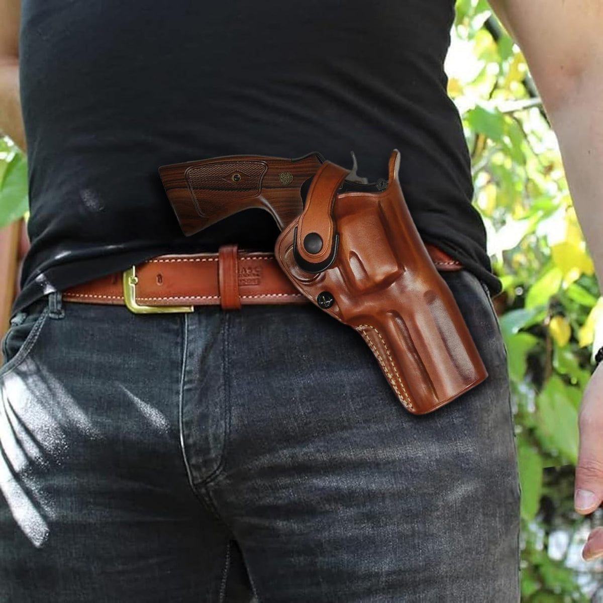 3-Slot Leather Gun Holster for Taurus M44 Tracker .44 Magnum - Concealed Carry