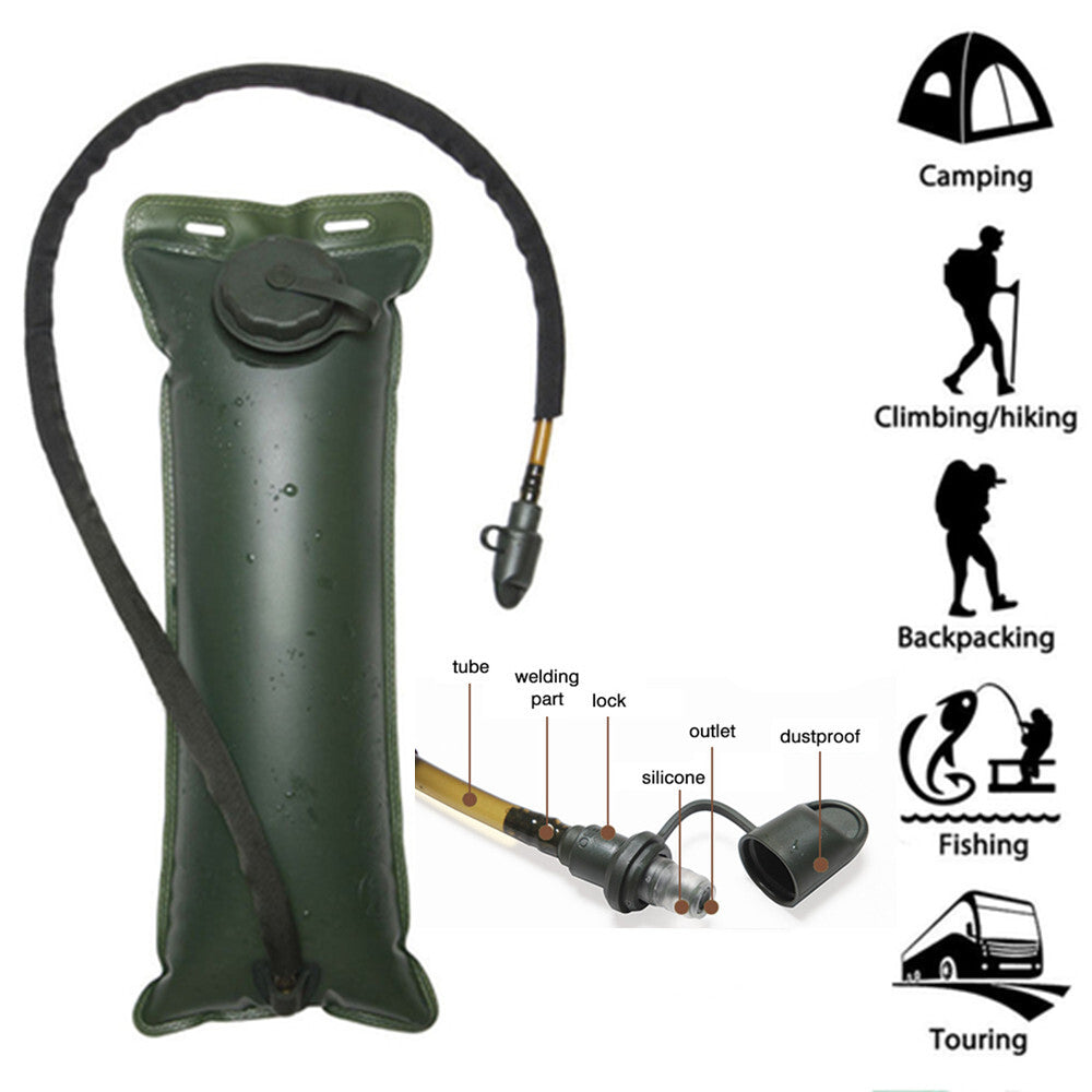 3L Outdoor Hydration Water Bladder Bag for Hiking Camping Trekking