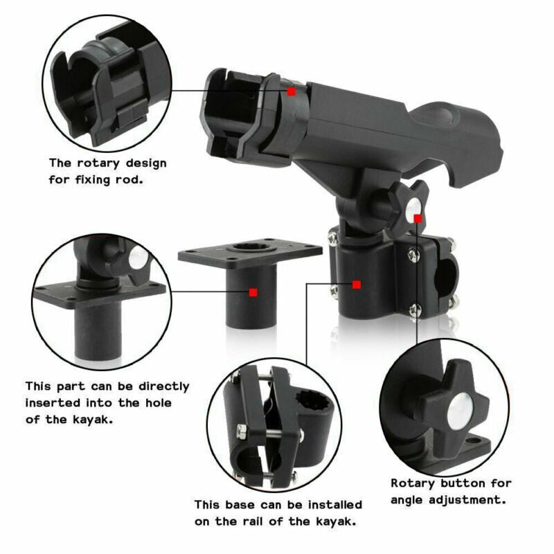 Adjustable Boat Fishing Rod Holder for Kayak & Marine Rail Mount