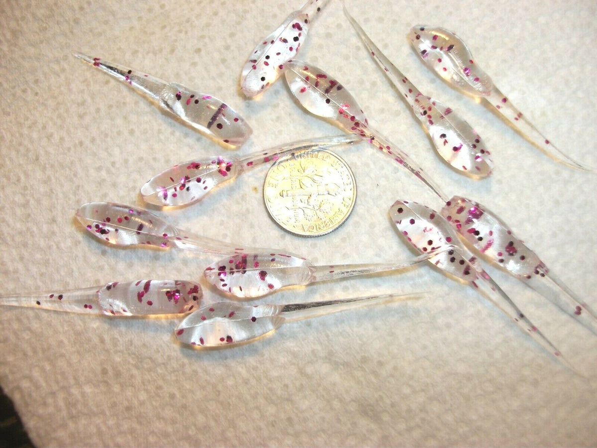 3/4-Inch Pink Glitter Soft Plastic Grubs for Crappie & Bass Fishing