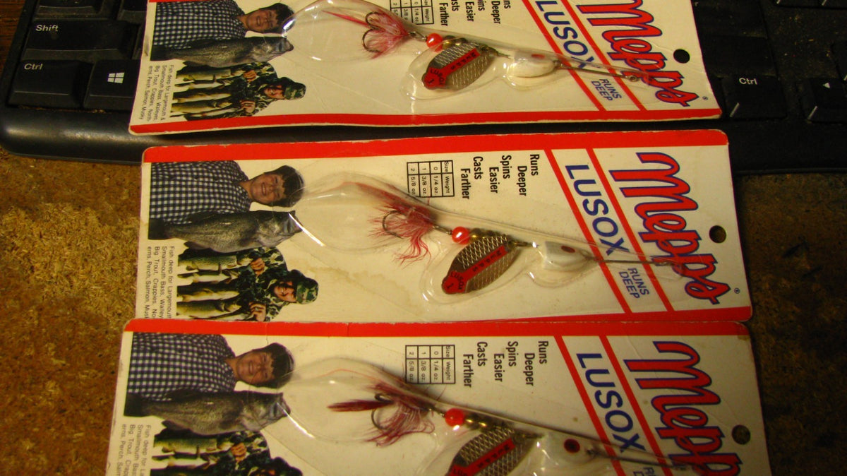 3-Pack Inline Fishing Spinners 3/8 oz Nickel Blade with Red Stripe