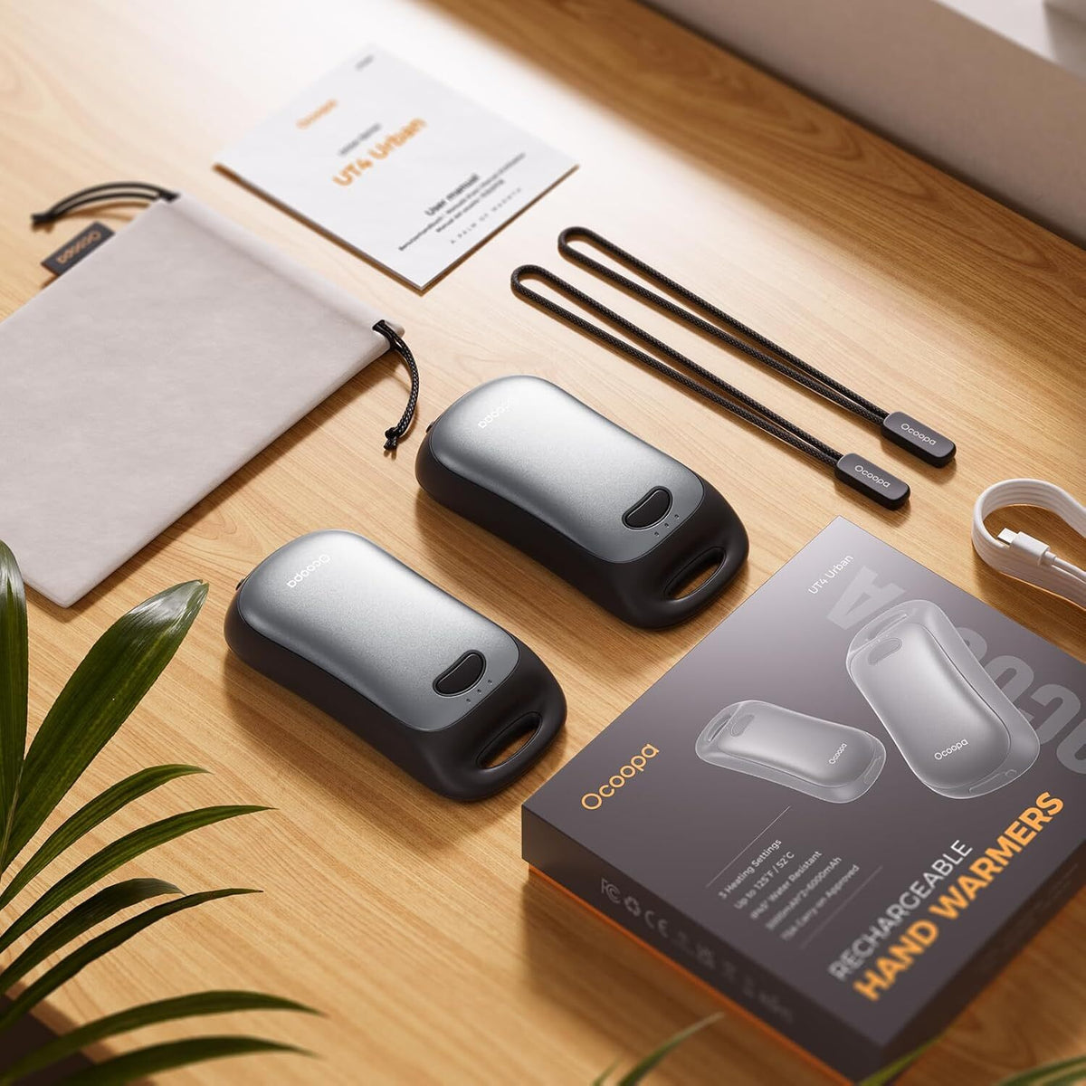Rechargeable Portable Hand Warmer with 6000mAh Battery Waterproof for Outdoor Hiking