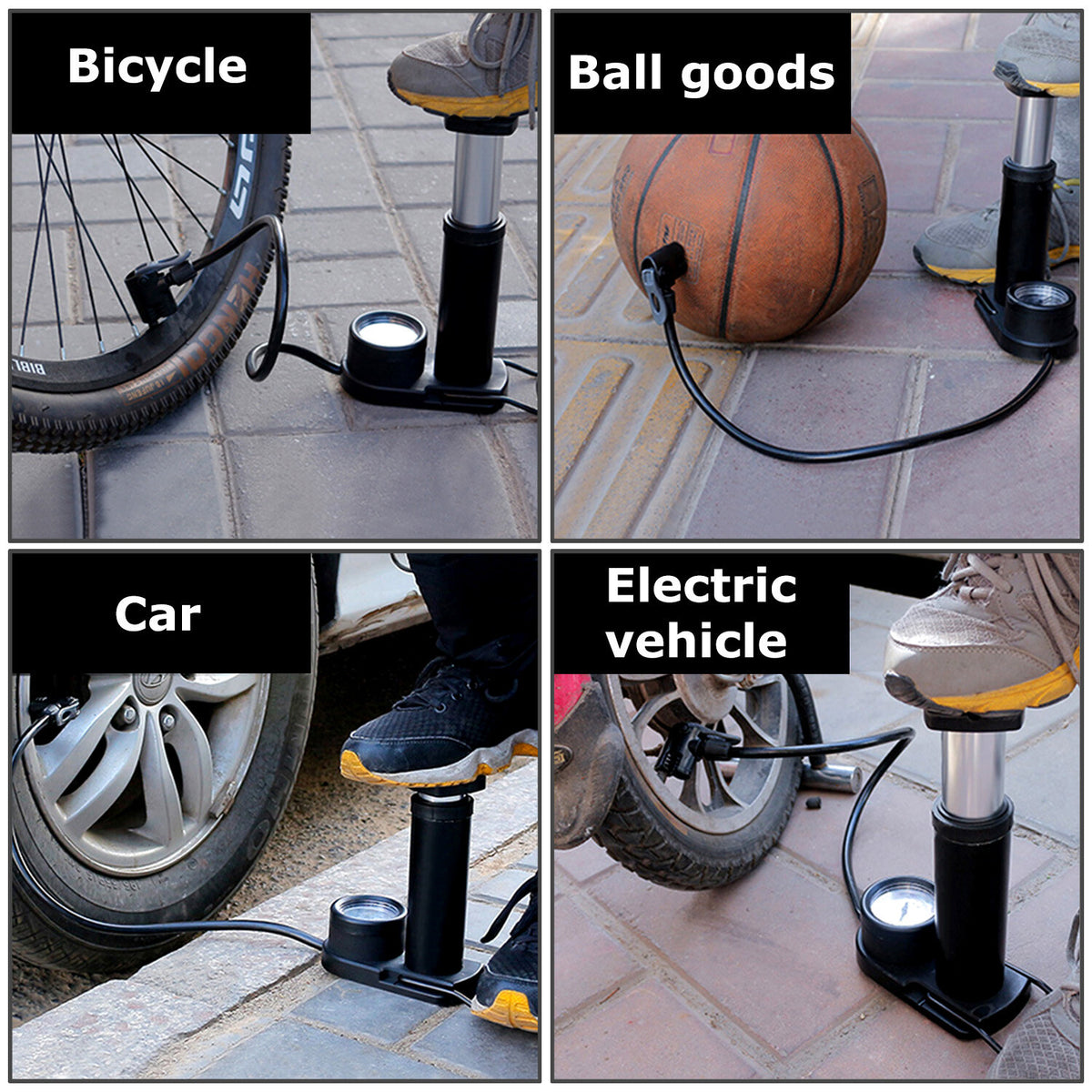 Portable Foot-Operated Bicycle Pump with Pressure Gauge for Car Motorcycle