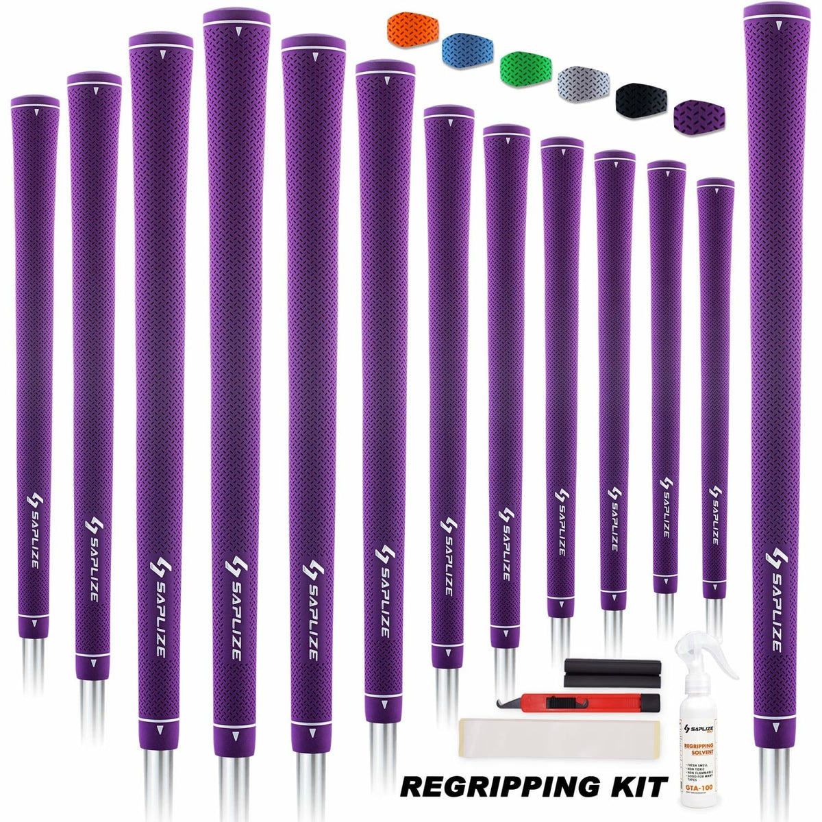 Women's Golf Club Grips 13 Pack - Purple Rubber Taper with Tapes
