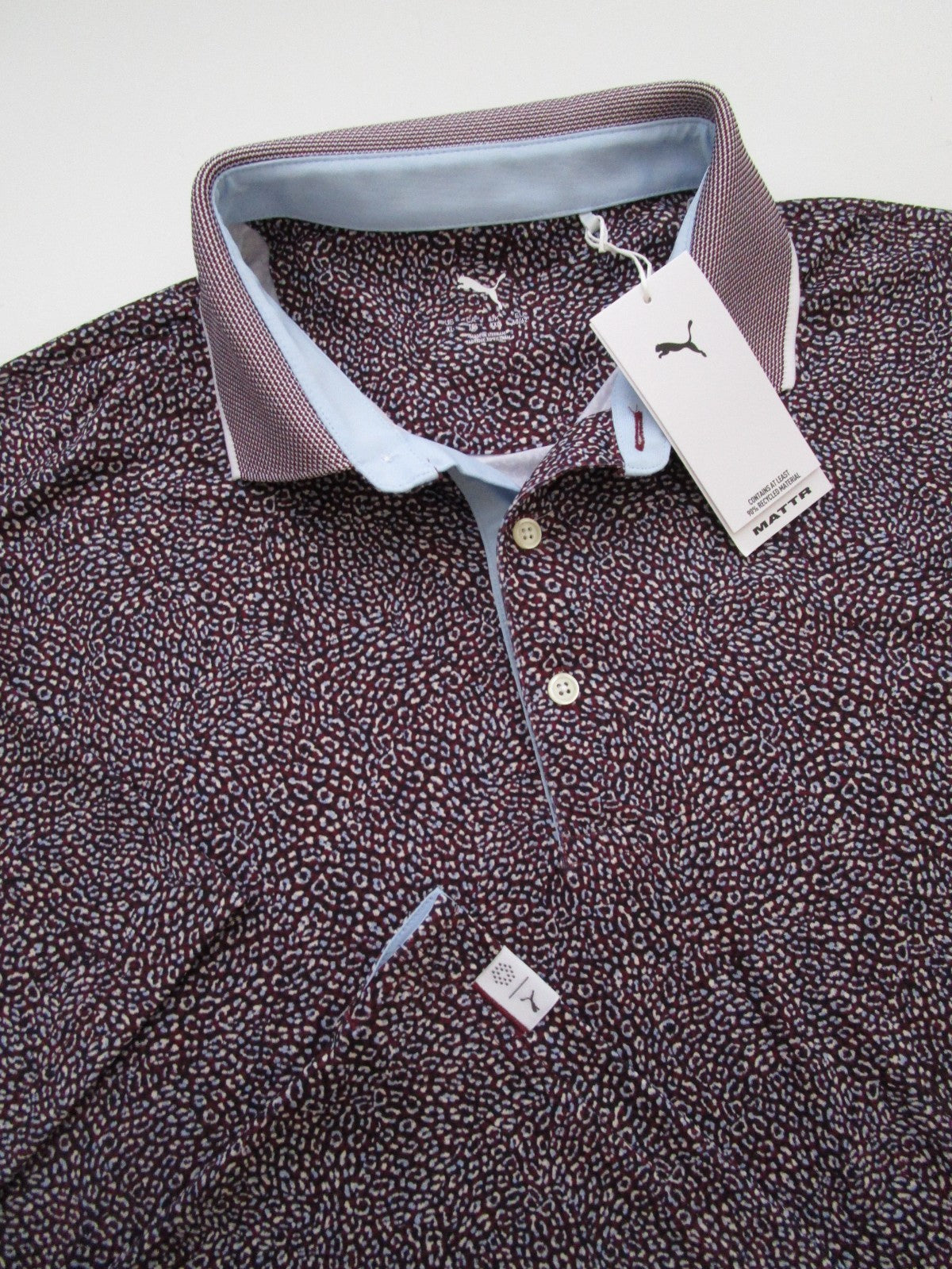 Men's XXL Puma Golf Polo Shirt - Mattr Joey Ruby Shimmer, Alpine Snow